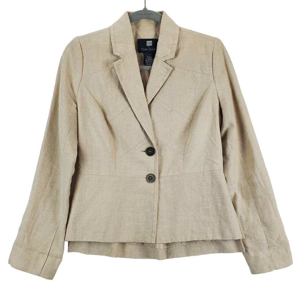 DS by Debbie Shuchat Cream Linen Blazer Sz 2 Lined Jacket Casual Office Neutral